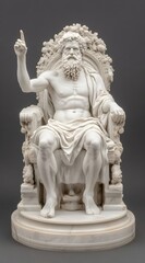 Obraz premium Majestic Socrates: A timeless marble statue of the renowned Greek philosopher, seated thoughtfully on an ornate throne.
