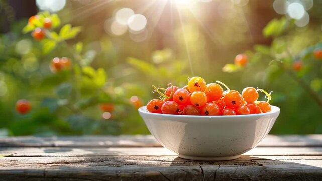 white cloudberry bowl on nature background