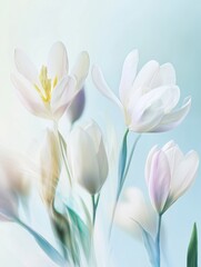 Fototapeta premium Soft white tulips in dreamy pastel light, elegant floral photography