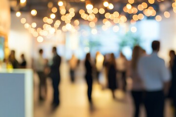 Blurred Corporate Event Reception - Reception area of a corporate event with attendees blurred in the background