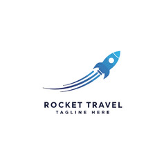 Blue Rocket Logo Representing Speed and Innovation for Travel and Business Solutions