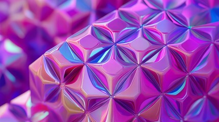 Geometric 3D Cube with Colorful Patterns and Shadows