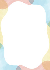 曲線のポップな背景フレーム、水彩カラー、縦向き