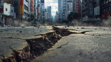 Crumbling Cityscape, A Post-Earthquake Streetscape