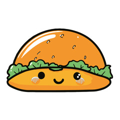 Sticker of a cute kawaii style taco on a white background