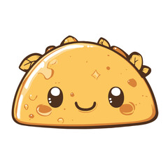 Sticker of a cute kawaii style taco on a white background