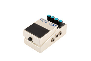 White guitar effects pedal isolated no background cutout