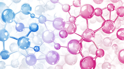 Molecular Structure Bonding Illustration in Blue Pink and White Gradient Abstract Background