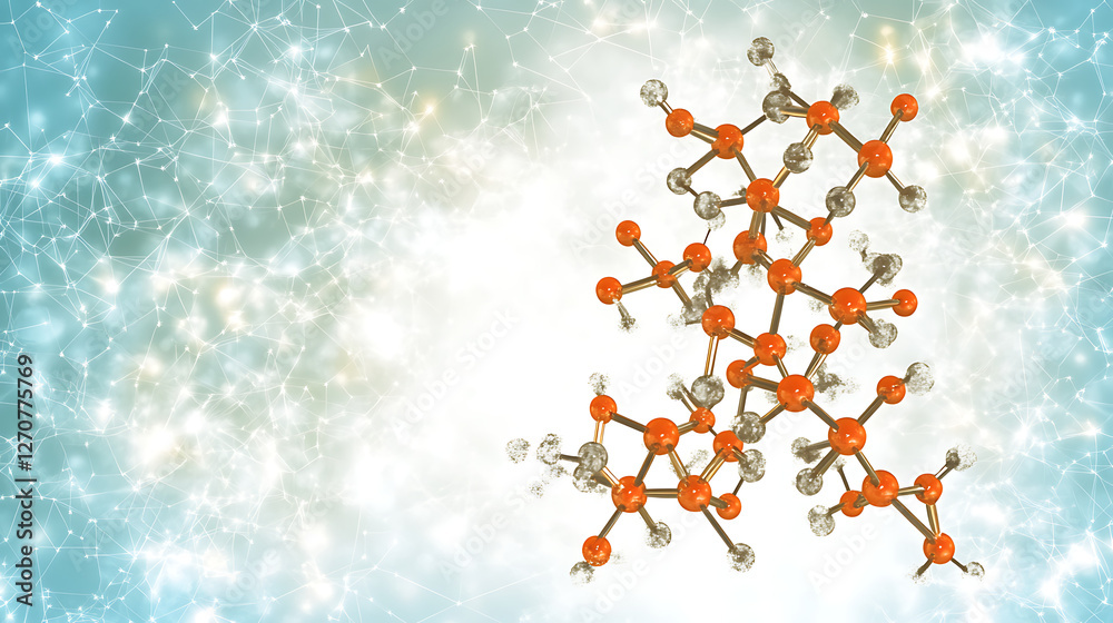 Poster molecular structure with abstract network background scientific visualization for science