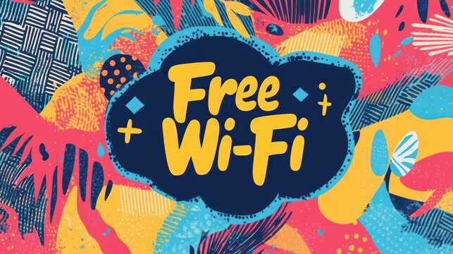 Free Wi-Fi sign, abstract background, cafe, internet access