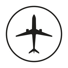 Round airplane silhouette icon