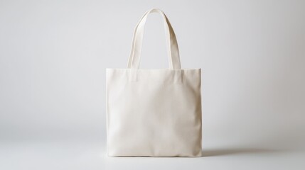 A minimalist white tote bag on a plain background, showcasing its simple design and versatility for everyday use.