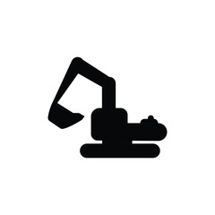 Icon of construction excavator. White background with shadow design. Vector illustration.