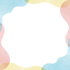 曲線のポップな背景フレーム、水彩カラー、正方形サイズ