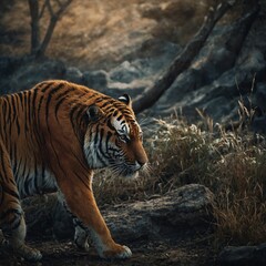 Create a dialogue between a tiger and a wise old owl in a magical forest.