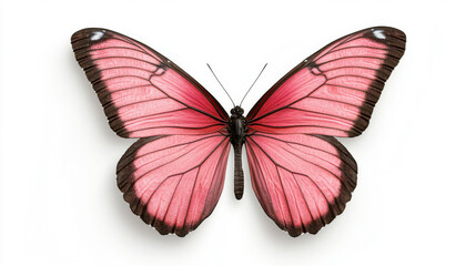 Obraz premium Pink Butterfly on White Background Detailed Closeup View