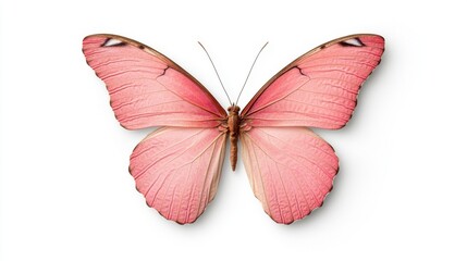 Fototapeta premium Delicate Pink Butterfly on White Background
