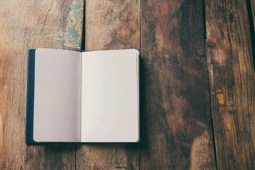 Open Passport. Blank Pages Ready for Biometric Chips With Wooden Table Background