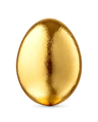 Shiny golden Easter egg isolated. Transparent PNG image.