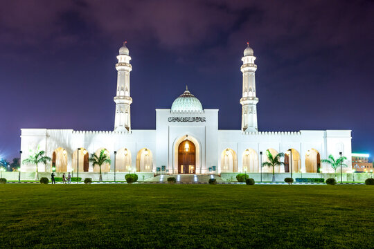 Sultan Qaboos Mosque in Salalah, Oman illuminated at night
