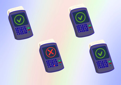 Illustration of various payment methods using POS terminals