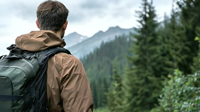 Backpacker Using GPS Watch to Navigate Long-Distance Trail