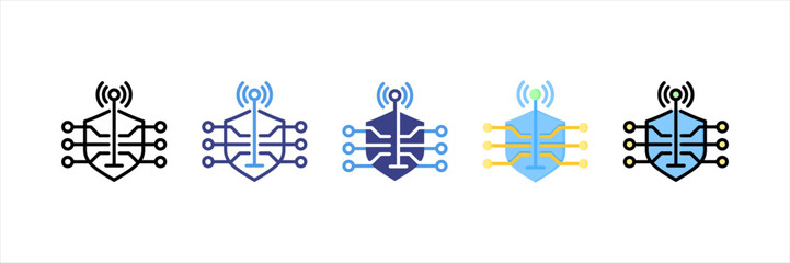 Obraz premium Cyber Security Multistyle Icon Set