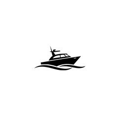 Sleek Modern Yacht Icon Sailing Through Smooth Ocean Waves