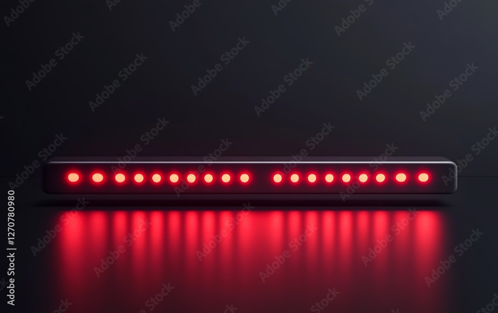 Poster red led light bar on dark background. possible use modern tech illustration