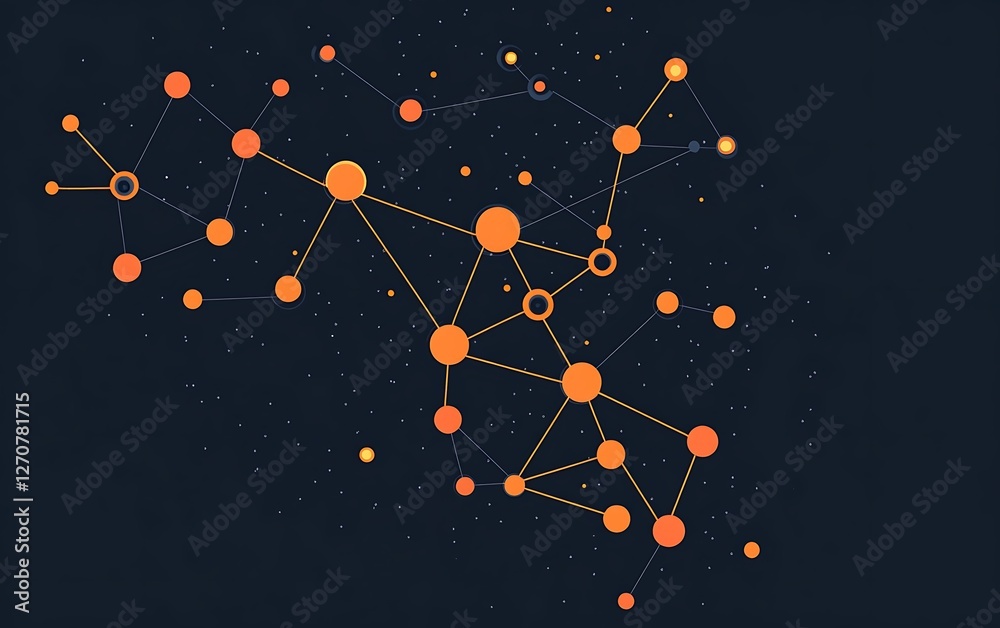Poster abstract network connections, dark background, design element
