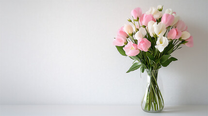 Naklejka premium pastel pink sweet pea and rose bouquet