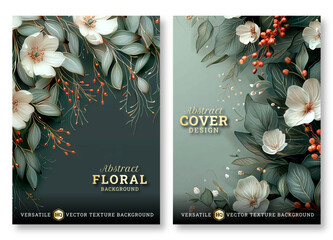 Elegant floral art business brochure template, Abstract flyer template, wedding invitation template, universal background, versatile vector background, creative brochure template, invitation template