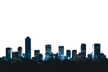 Fototapeta premium Silhouetted city skyline at night, urban landscape, horizon view