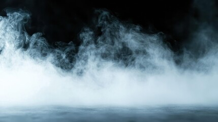 Naklejka premium A mysterious scene featuring swirling fog and smoke against a dark background, creating an atmospheric and ethereal effect.
