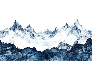 Obraz premium Snowy Mountain Range Horizon Isolated