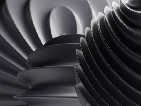 Abstract dark gray spiral design with a parametric pattern