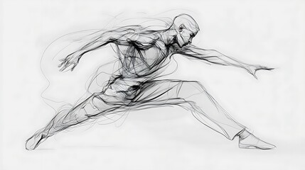 Abstract male figure in dynamic martial arts pose