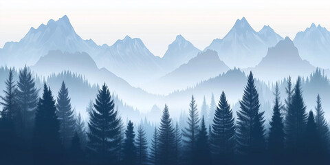 Fototapeta premium Mountain landscape in minimal style. Generated AI