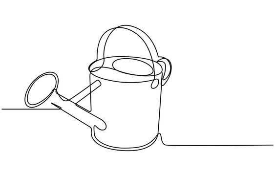 recommend clip art: Continuous one line line art Watering can garden tool