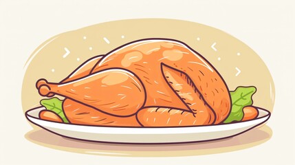 Thanksgiving Turkey Dinner Vector Illustration