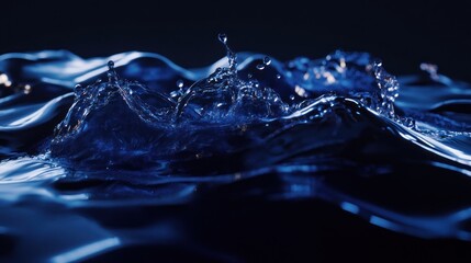 Blue water splash, dark background, liquid texture,  website banner