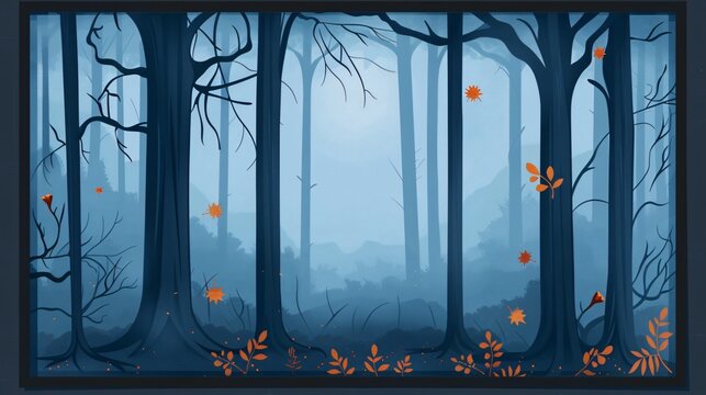 Tranquil Autumn Forest Foggy Dawn Mystery
