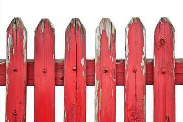 Fototapeta premium Red wooden fance o a white background 