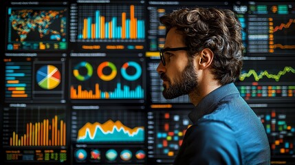 Data analyst reviewing financial statistics.