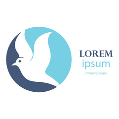 logo design of a flying dove flapping its wings
