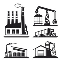 Heavy Industry Silhouette Icons Collection