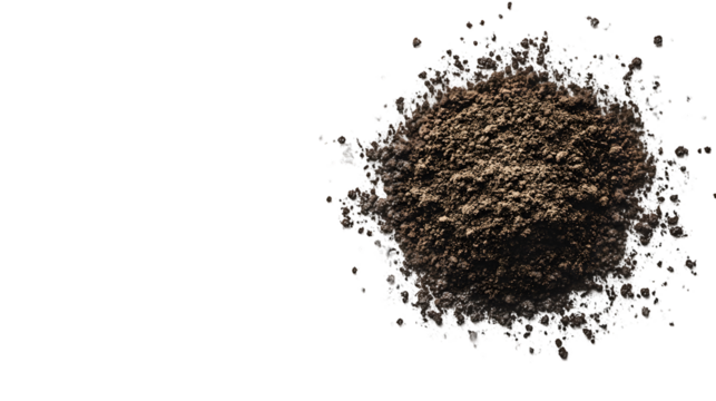 Abstract brown particle cluster on transparent background. Exploding effect. Digital art