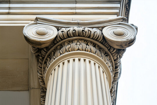recommend clip art: Ionic column architectural element on white background, classical design detail