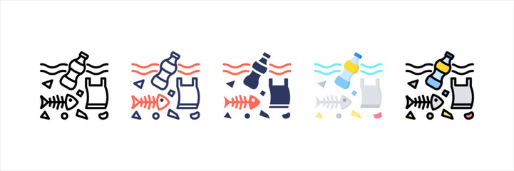 Marine Pollution Multistyle Icon Set