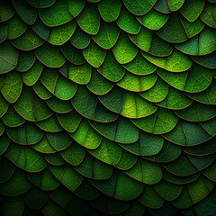 Obraz premium Organic Scaled Texture of Overlapping Green Leaves Natural Pattern Background Botanical Design